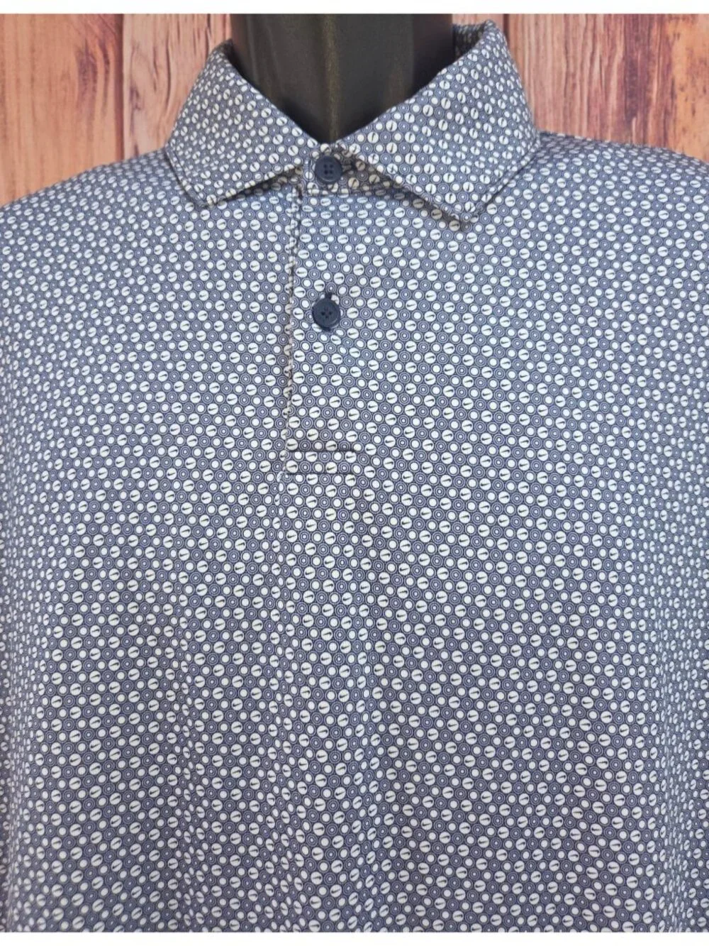 Nike Mens Dri-Fit Golf Polo Shirt Blue Patterned Medium